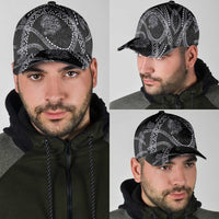Hawaiian Kakau Art and Hisbiscus Tattoo Classic Cap Tribal Pattern-Silver Style - Polynesian Pride