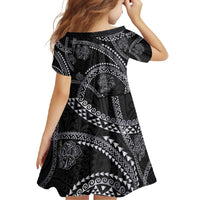 Hawaiian Kakau Art and Hisbiscus Tattoo Family Matching Mermaid Dress and Hawaiian Shirt Tribal Pattern-Silver Style LT03 - Polynesian Pride