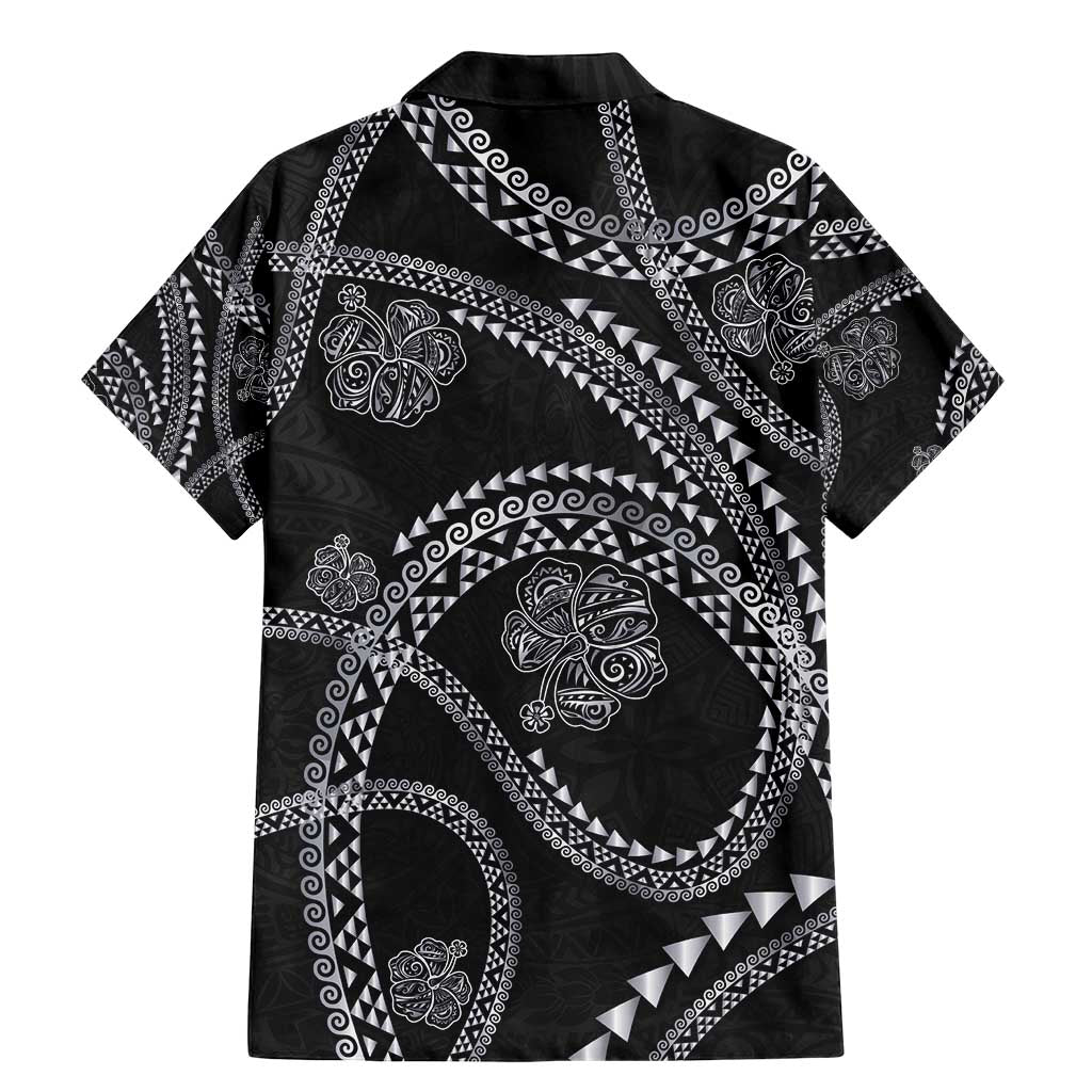 Hawaiian Kakau Art and Hisbiscus Tattoo Family Matching Mermaid Dress and Hawaiian Shirt Tribal Pattern-Silver Style LT03 - Polynesian Pride