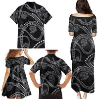 Hawaiian Kakau Art and Hisbiscus Tattoo Family Matching Puletasi and Hawaiian Shirt Tribal Pattern-Silver Style LT03 - Polynesian Pride