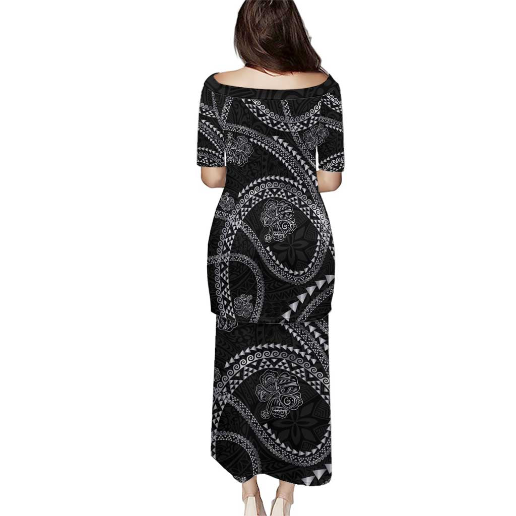 Hawaiian Kakau Art and Hisbiscus Tattoo Puletasi Tribal Pattern-Silver Style - Polynesian Pride
