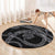 Hawaiian Kakau Art and Hisbiscus Tattoo Round Carpet Tribal Pattern-Silver Style - Polynesian Pride