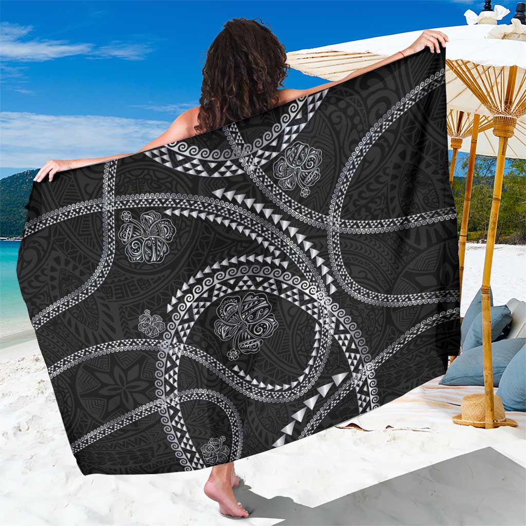 Hawaiian Kakau Art and Hisbiscus Tattoo Sarong Tribal Pattern-Silver Style - Polynesian Pride