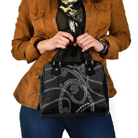 Hawaiian Kakau Art and Hisbiscus Tattoo Shoulder Handbag Tribal Pattern-Silver Style - Polynesian Pride