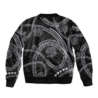 Hawaiian Kakau Art and Hisbiscus Tattoo Sleeve Zip Bomber Jacket Tribal Pattern-Silver Style LT03 - Polynesian Pride