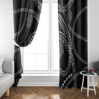 Hawaiian Kakau Art and Hisbiscus Tattoo Window Curtain Tribal Pattern-Silver Style - Polynesian Pride