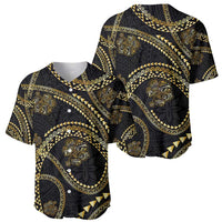 Hawaiian Kakau Art and Hisbiscus Tattoo Baseball Jersey Tribal Pattern-Gold Style - Polynesian Pride