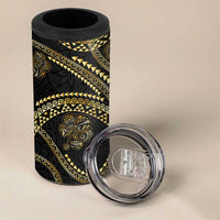 Hawaiian Kakau Art and Hisbiscus Tattoo 4 in 1 Can Cooler Tumbler Tribal Pattern-Gold Style LT03 - Polynesian Pride