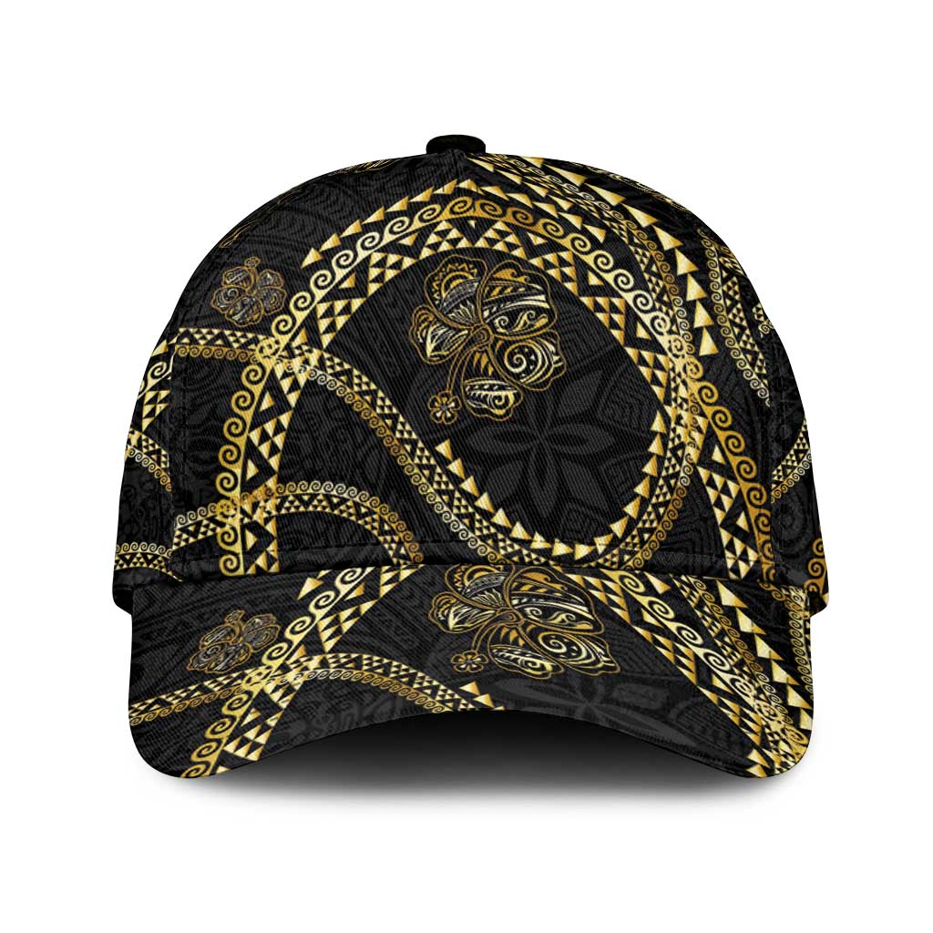 Hawaiian Kakau Art and Hisbiscus Tattoo Classic Cap Tribal Pattern-Gold Style - Polynesian Pride
