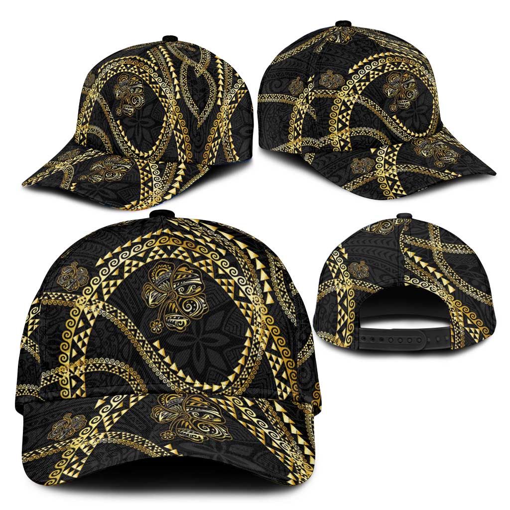 Hawaiian Kakau Art and Hisbiscus Tattoo Classic Cap Tribal Pattern-Gold Style - Polynesian Pride