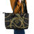 Hawaiian Kakau Art and Hisbiscus Tattoo Leather Tote Bag Tribal Pattern-Gold Style - Polynesian Pride