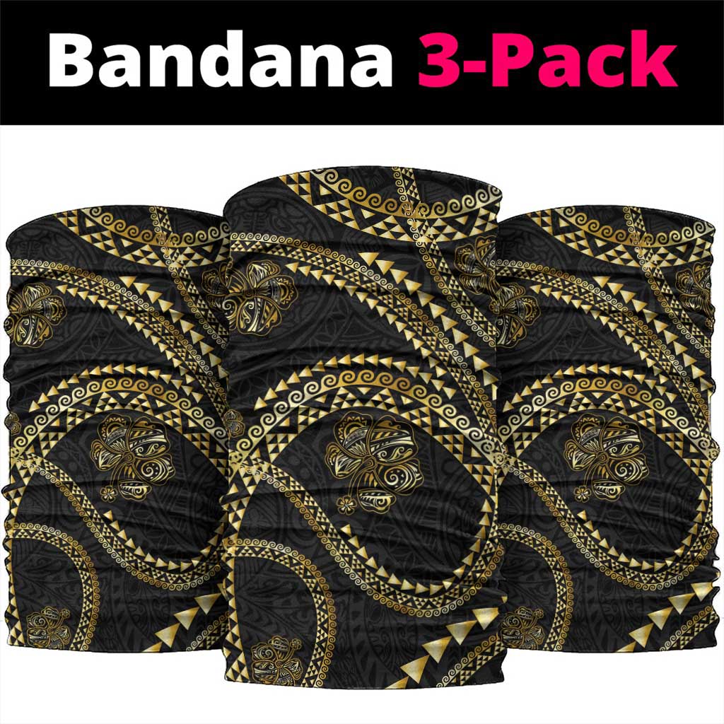 Hawaiian Kakau Art and Hisbiscus Tattoo Neck Gaiter Tribal Pattern-Gold Style - Polynesian Pride