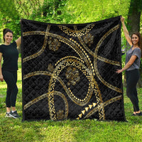 Hawaiian Kakau Art and Hisbiscus Tattoo Quilt Tribal Pattern-Gold Style LT03 - Polynesian Pride