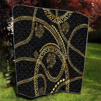Hawaiian Kakau Art and Hisbiscus Tattoo Quilt Tribal Pattern-Gold Style LT03 - Polynesian Pride