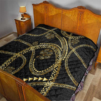 Hawaiian Kakau Art and Hisbiscus Tattoo Quilt Tribal Pattern-Gold Style LT03 - Polynesian Pride