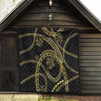 Hawaiian Kakau Art and Hisbiscus Tattoo Quilt Tribal Pattern-Gold Style LT03 - Polynesian Pride
