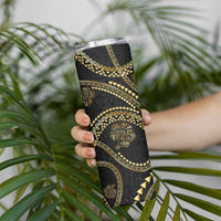 Hawaiian Kakau Art and Hisbiscus Tattoo Skinny Tumbler Tribal Pattern-Gold Style LT03 - Polynesian Pride