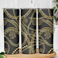 Hawaiian Kakau Art and Hisbiscus Tattoo Skinny Tumbler Tribal Pattern-Gold Style LT03 - Polynesian Pride