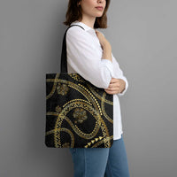 Hawaiian Kakau Art and Hisbiscus Tattoo Tote Bag Tribal Pattern-Gold Style LT03 - Polynesian Pride
