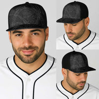 Hawaiian Kakau Art and Hisbiscus Tattoo Baseball Net Cap Tribal Pattern-Black Gradient Style - Polynesian Pride