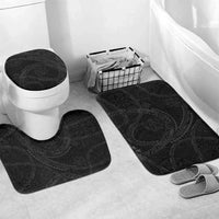 Hawaiian Kakau Art and Hisbiscus Tattoo Bathroom Set Tribal Pattern-Black Gradient Style LT03 Mat Set Only (3 pcs) One Size Black - Polynesian Pride