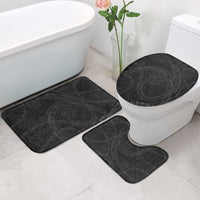 Hawaiian Kakau Art and Hisbiscus Tattoo Bathroom Set Tribal Pattern-Black Gradient Style LT03 - Polynesian Pride