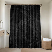Hawaiian Kakau Art and Hisbiscus Tattoo Bathroom Set Tribal Pattern-Black Gradient Style LT03 Shower Curtain Only Black - Polynesian Pride
