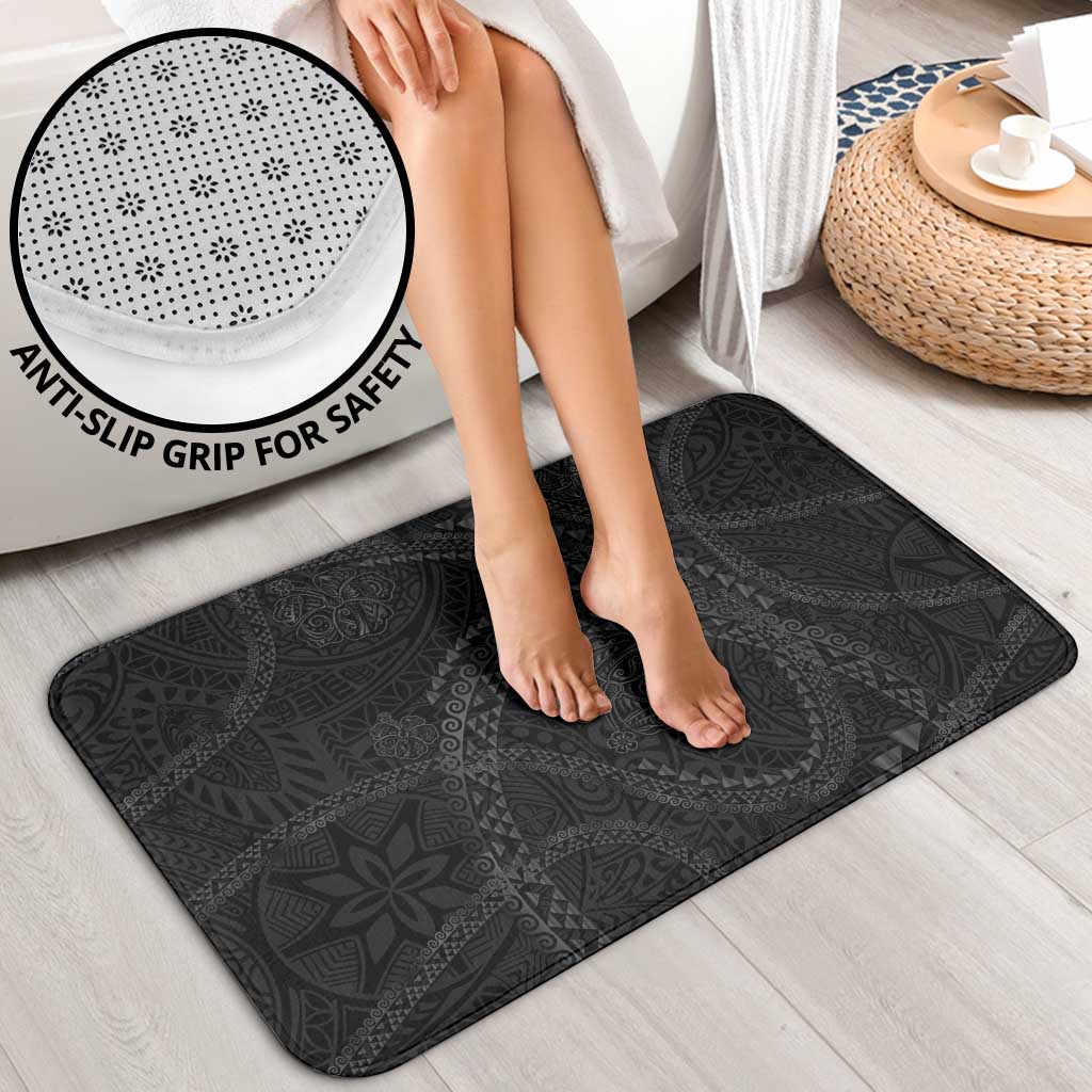 Hawaiian Kakau Art and Hisbiscus Tattoo Bathroom Set Tribal Pattern-Black Gradient Style LT03 - Polynesian Pride
