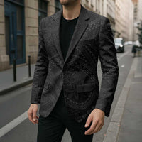 Hawaiian Kakau Art and Hisbiscus Tattoo Blazer Tribal Pattern-Black Gradient Style - Polynesian Pride