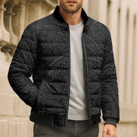 Hawaiian Kakau Art and Hisbiscus Tattoo Bomber Puffer Jacket Tribal Pattern-Black Gradient Style - Polynesian Pride