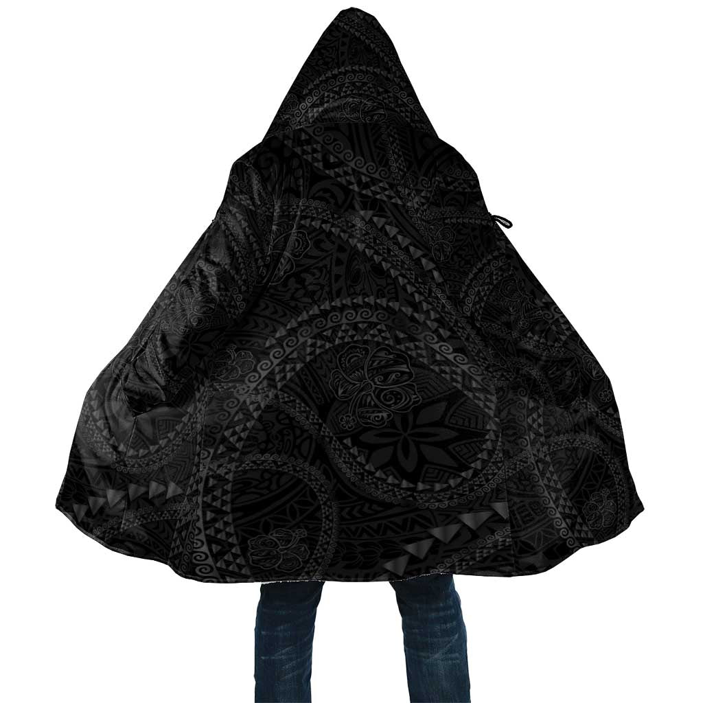 Hawaiian Kakau Art and Hisbiscus Tattoo Cloak Tribal Pattern-Black Gradient Style - Polynesian Pride