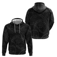 Hawaiian Kakau Art and Hisbiscus Tattoo Hoodie Tribal Pattern-Black Gradient Style - Polynesian Pride