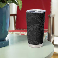 Hawaiian Kakau Art and Hisbiscus Tattoo Tumbler Cup Tribal Pattern-Black Gradient Style - Polynesian Pride