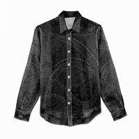 Hawaiian Kakau Art and Hisbiscus Tattoo Women Casual Shirt Tribal Pattern-Black Gradient Style - Polynesian Pride