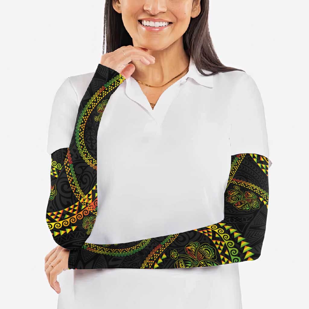 Hawaiian Kakau Art and Hisbiscus Tattoo Arm Sleeves Tribal Pattern-Reggae Style - Polynesian Pride