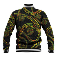 Hawaiian Kakau Art and Hisbiscus Tattoo Baseball Jacket Tribal Pattern-Reggae Style LT03 - Polynesian Pride
