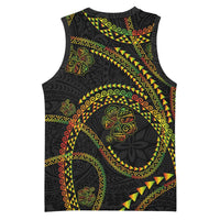 Hawaiian Kakau Art and Hisbiscus Tattoo Basketball Jersey Tribal Pattern-Reggae Style LT03 - Polynesian Pride