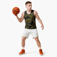 Hawaiian Kakau Art and Hisbiscus Tattoo Basketball Jersey Tribal Pattern-Reggae Style LT03 - Polynesian Pride