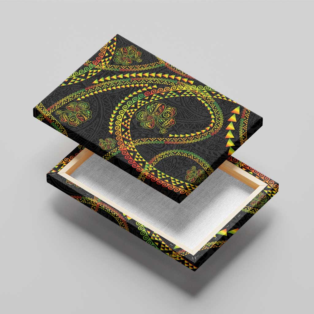 Hawaiian Kakau Art and Hisbiscus Tattoo Canvas Wall Art Tribal Pattern-Reggae Style - Polynesian Pride