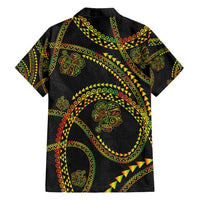 Hawaiian Kakau Art and Hisbiscus Tattoo Family Matching Long Sleeve Bodycon Dress and Hawaiian Shirt Tribal Pattern-Reggae Style LT03 - Polynesian Pride