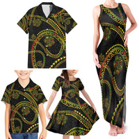 Hawaiian Kakau Art and Hisbiscus Tattoo Family Matching Tank Maxi Dress and Hawaiian Shirt Tribal Pattern-Reggae Style LT03 - Polynesian Pride