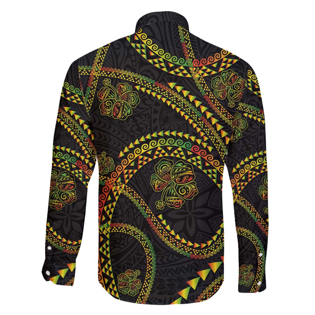 Hawaiian Kakau Art and Hisbiscus Tattoo Family Matching Tank Maxi Dress and Hawaiian Shirt Tribal Pattern-Reggae Style LT03 - Polynesian Pride