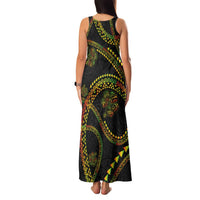 Hawaiian Kakau Art and Hisbiscus Tattoo Family Matching Tank Maxi Dress and Hawaiian Shirt Tribal Pattern-Reggae Style LT03 - Polynesian Pride