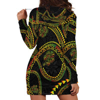 Hawaiian Kakau Art and Hisbiscus Tattoo Hoodie Dress Tribal Pattern-Reggae Style LT03 - Polynesian Pride