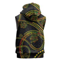 Hawaiian Kakau Art and Hisbiscus Tattoo Sleeveless Hoodie Tribal Pattern-Reggae Style LT03 - Polynesian Pride