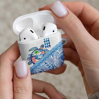 Hawaiian Abstract Sea Turtle AirPods Case Polynesian Tapa Art and Kakau Tattoo White WaterColor LT03 - Polynesian Pride