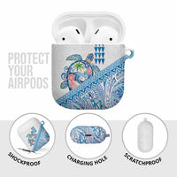 Hawaiian Abstract Sea Turtle AirPods Case Polynesian Tapa Art and Kakau Tattoo White WaterColor LT03 - Polynesian Pride