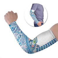 Hawaiian Abstract Sea Turtle Arm Sleeves Polynesian Tapa Art and Kakau Tattoo White WaterColor LT03 Set of 2 White - Polynesian Pride
