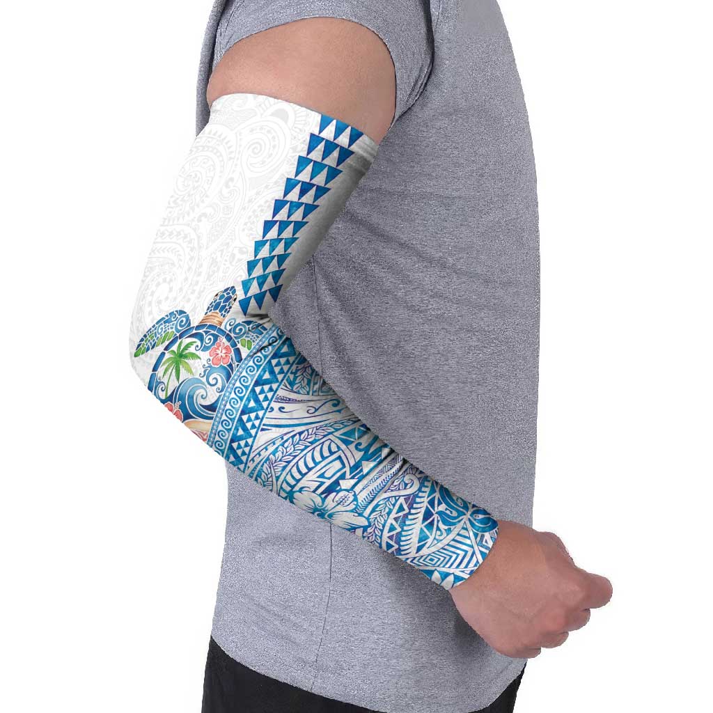 Hawaiian Abstract Sea Turtle Arm Sleeves Polynesian Tapa Art and Kakau Tattoo White WaterColor LT03 - Polynesian Pride