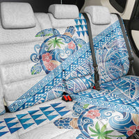 Hawaiian Abstract Sea Turtle Back Car Seat Cover Polynesian Tapa Art and Kakau Tattoo White WaterColor LT03 - Polynesian Pride